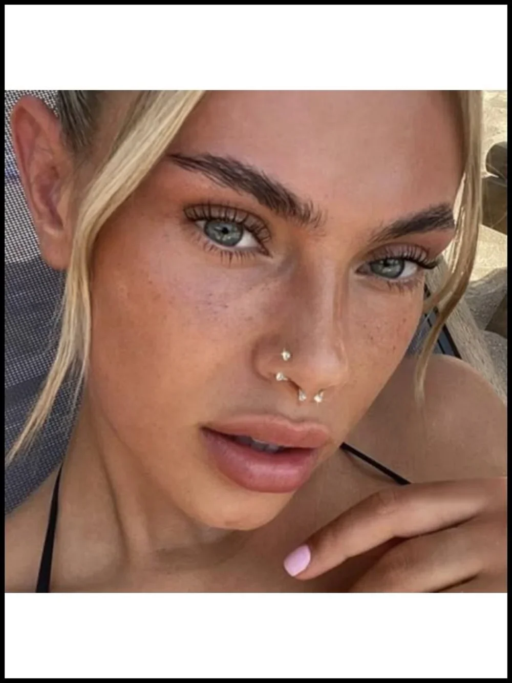 Titanium Horseshoe Nose Ring 20G 18G Double Gem Septum Ring Hypoallergenic Body